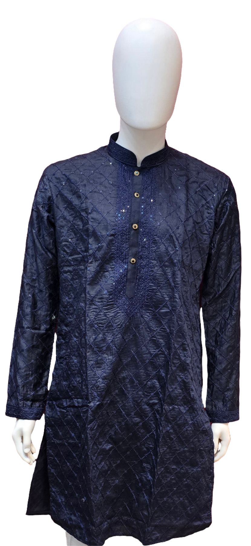 Charming Blue Color Silk Kurta With Embroidery Work Suits For Men