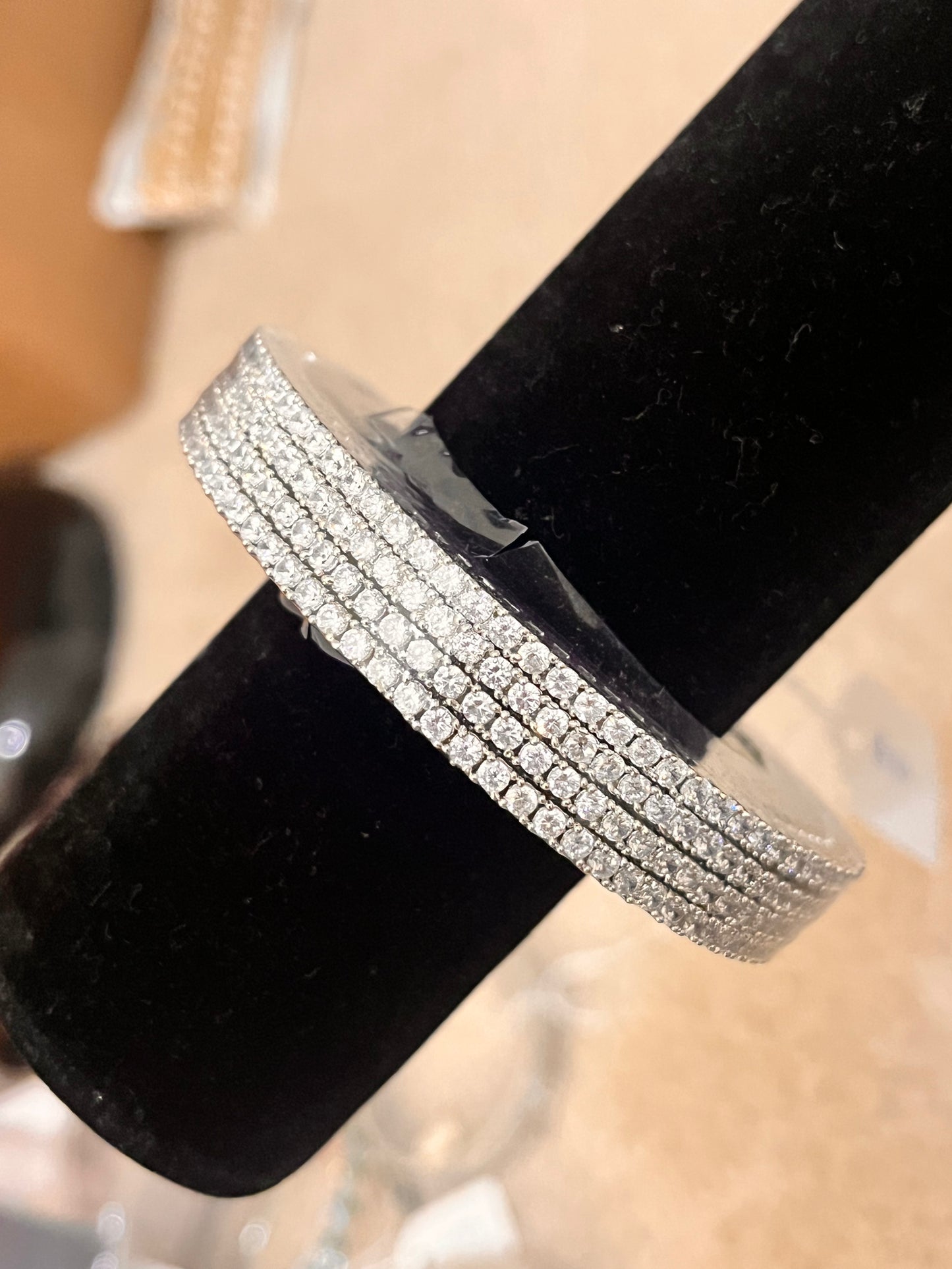 Stunning White Color American Diamond Silver Plated Bangles