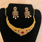 Beautiful Gold Plated White with Pink Stoned Choker