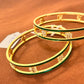 Stunning Gold Plated Green Enamel Designer Bangles Set