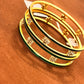 Stunning Gold Plated Green Enamel Designer Bangles Set