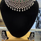 Attractive American Diamond Green, White Stoned And Pearls Necklace With Earrings