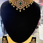 Charming American Diamond Gold Plated Green Stoned Design Necklace With Earrings