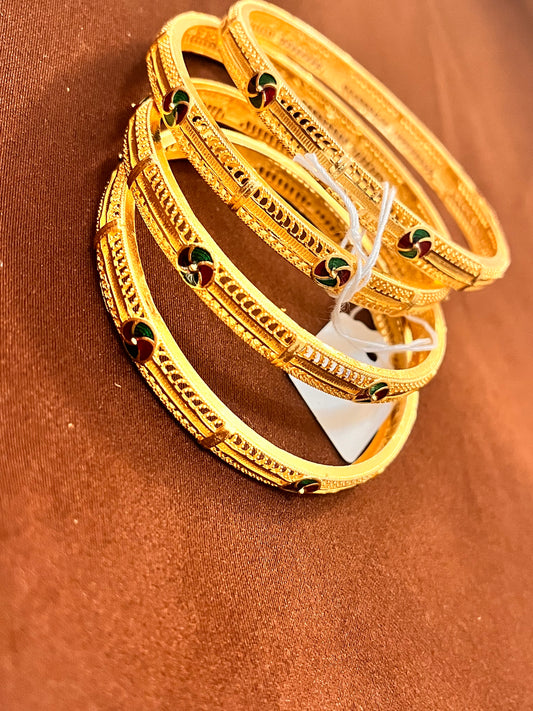 Alluring Gold Plated Designer Bangles Set