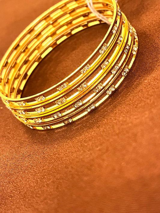Amazing Gold Plated White Stone Designer Bangles Set