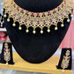 Attractive American Diamond Hot Pink Stoned Necklace With Earrings