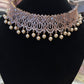 Alluring Rose Gold American Diamond Stone Worked Necklace With Earrings Set