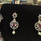 Attractive American Diamond Pink Stone Necklace With Earrings