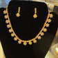 Sparkling White Pearls Stone Design Gold Plated Necklace With Earrings