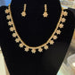 Sparkling White Pearls Stone Design Gold Plated Necklace With Earrings