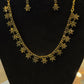 Sparkling Black Stone Design Gold Plated Necklace With Earrings