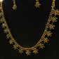 Sparkling Black Stone Design Gold Plated Necklace With Earrings