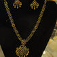 Alluring Gold Plated Navy Blue Color Necklace With Earrings