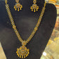 Alluring Gold Plated Navy Blue Color Necklace With Earrings