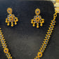 Alluring Gold Plated Navy Blue Color Necklace With Earrings