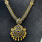 Alluring Gold Plated Navy Blue Color Necklace With Earrings