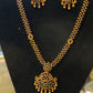 Alluring Gold Plated Navy Blue Color Necklace With Earrings