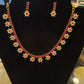 Attractive American Diamond Pink And White Flower Designs Necklace With Earrings