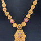 Beautiful Gold Plated Maroon And Green Color Stoned Necklace With Tear Drops