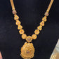 Alluring Gold Plated Maroon And Green Color Stoned Necklace With Tear Drops