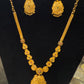 Alluring Gold Plated Maroon And Green Color Stoned Necklace With Tear Drops