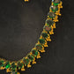 Alluring Gold Plated Green Color Stoned Necklace With Tear Drops