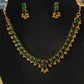 Alluring Gold Plated Green Color Stoned Necklace With Tear Drops