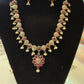 Alluring Hot Pink Floral Designed Silver Plated oxidized Necklace Set With Earrings And Pearl Beads