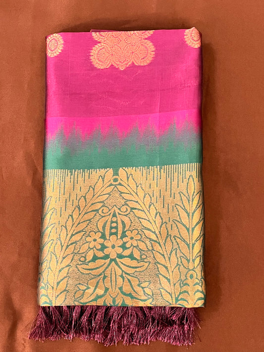 Gorgeous Purple and Green Art Silk Saree For Women