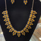 Alluring Leaf Shaped Yellow Stone Oxidized Necklace With Earrings