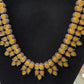 Alluring Leaf Shaped Yellow Stone Oxidized Necklace With Earrings