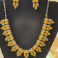 Alluring Leaf Shaped Yellow Stone Oxidized Necklace With Earrings
