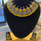 Amazing Yellow Stone Studded German Silver Oxidized Necklace And Earrings With Yellow Pearls Drop