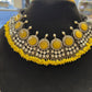 Amazing Yellow Stone Studded German Silver Oxidized Necklace And Earrings Near Me
