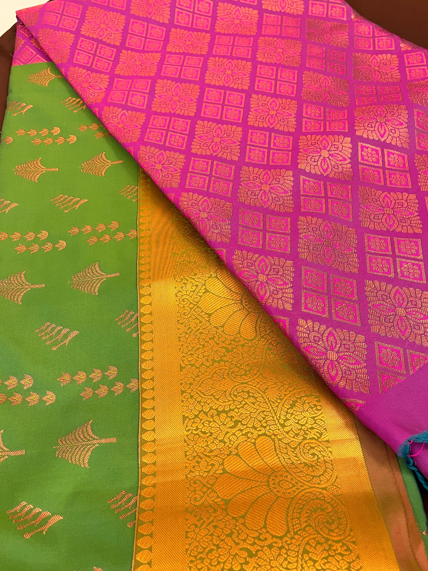 Green and Pink Soft Silk saree