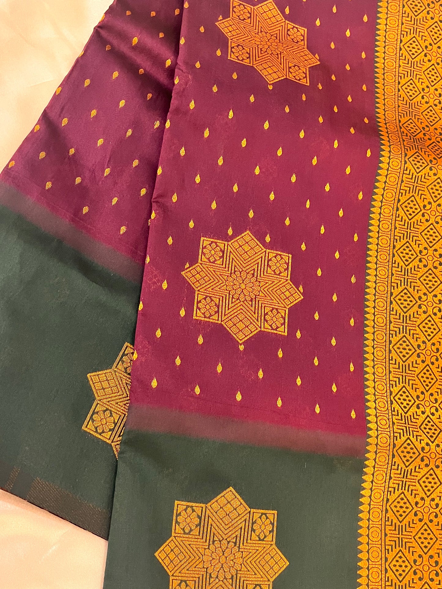 Purple and Dark Green Art Silk Saree In Chandler
