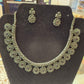 Alluring Floral Designed Silver Plated Black Color oxidized Necklace Set With Earrings