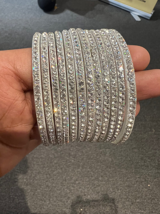 Beautiful White Color Glass Bangles For Women