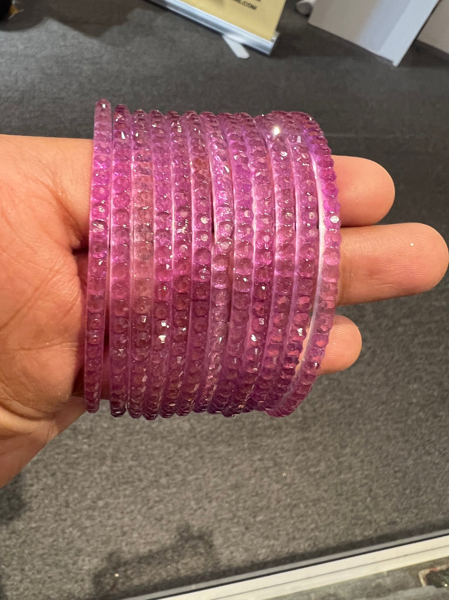 Elegant Pink Glass Bangles For Women