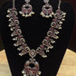 Mesmerizing Maroon Color Peacock Design Oxidized Jewelry Necklace With Earrings