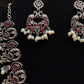 Mesmerizing Maroon Color Peacock Design Oxidized Jewelry Necklace With Earrings