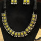 Beautiful Yellow Color With Silver Stone Fancy Oxidized Necklace With Earrings