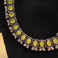 Beautiful Yellow Color With Silver Stone Fancy Oxidized Necklace With Earrings