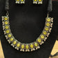 Beautiful Yellow Color With Silver Stone Fancy Oxidized Necklace With Earrings