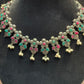 Trendy Multicolor Stone With Flower Designed Silver Plated Oxidized Necklace Set With Earrings