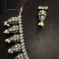 Alluring Sky Blue Stone Beaded German Silver Plated Oxidized Necklace Set With Earrings For Women