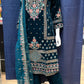 Stunning Dark Green Color Velvet With Embroidery Salwar Suits With Dupatta For Women