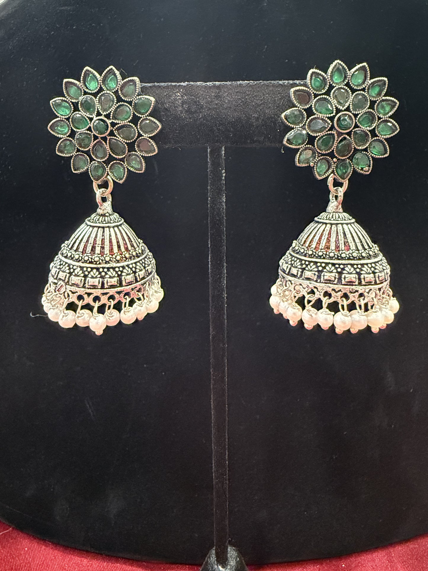 Attractive Beautiful Green Color earings Oxidized Pearls Drop Earrings For Women