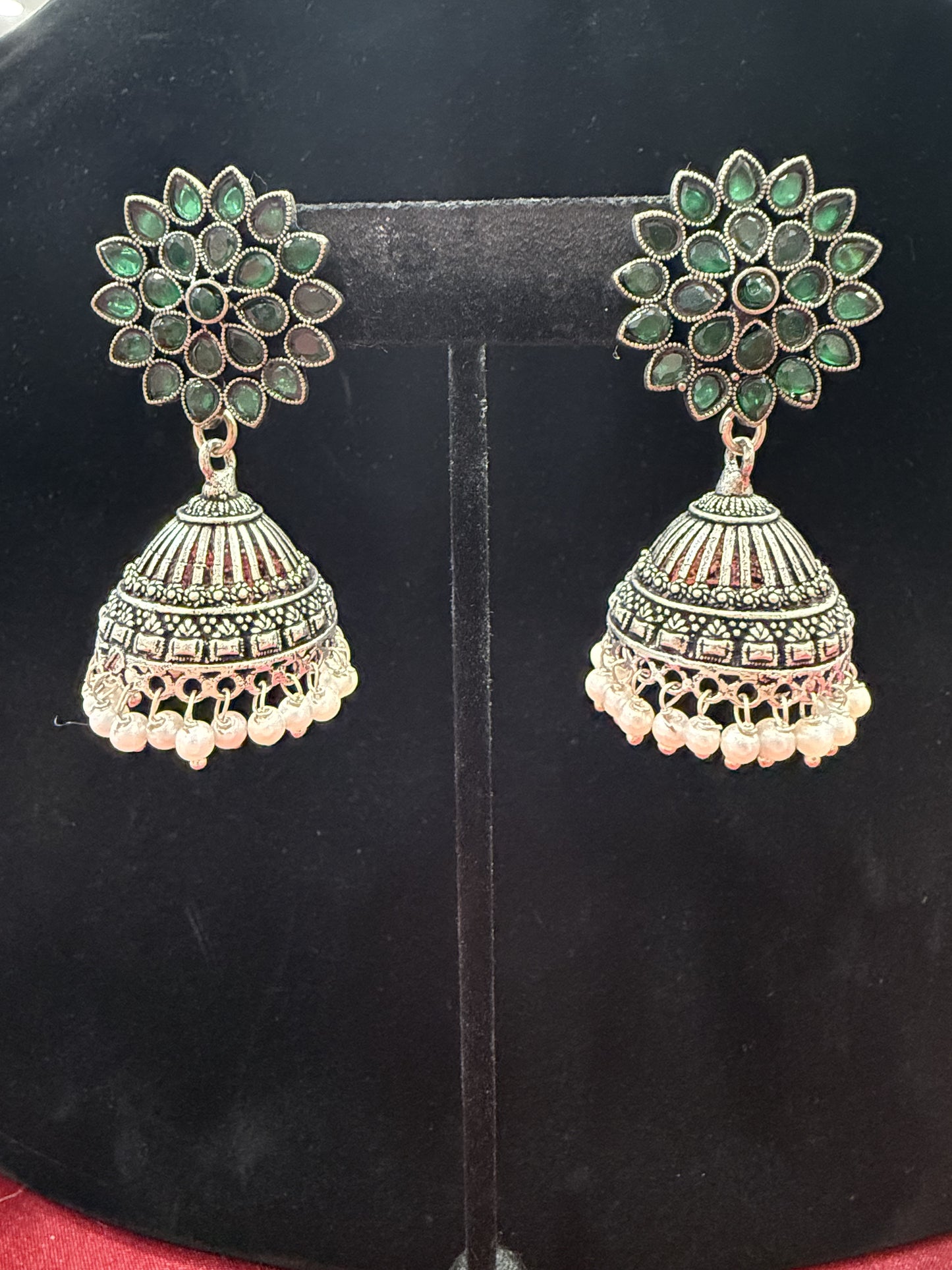 Attractive Beautiful Green Color earings Oxidized Pearls Drop Earrings For Women