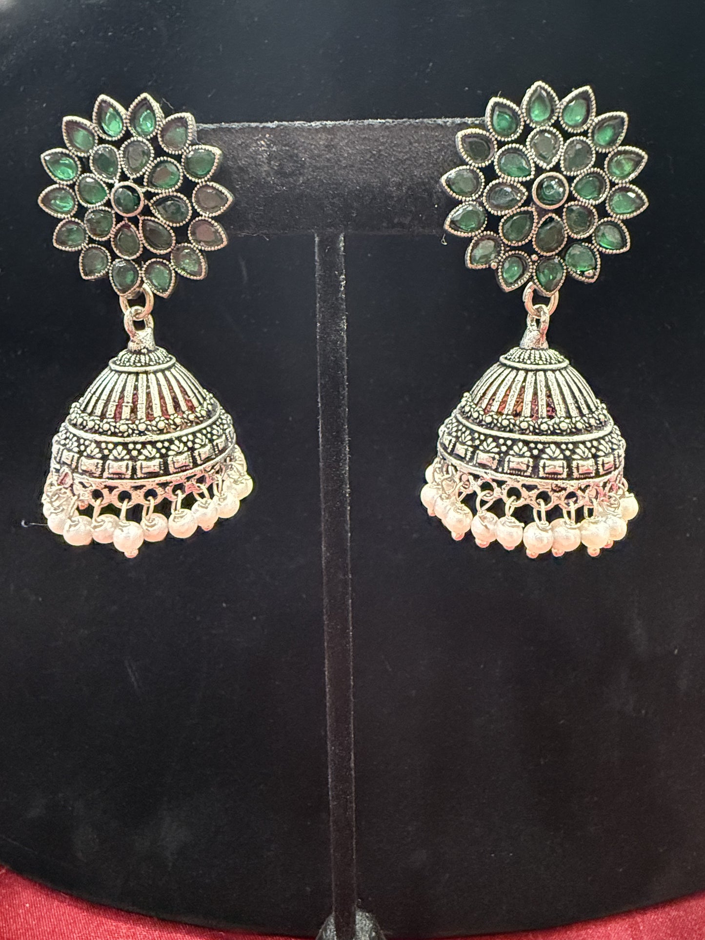 Attractive Beautiful Green Color earings Oxidized Pearls Drop Earrings For Women